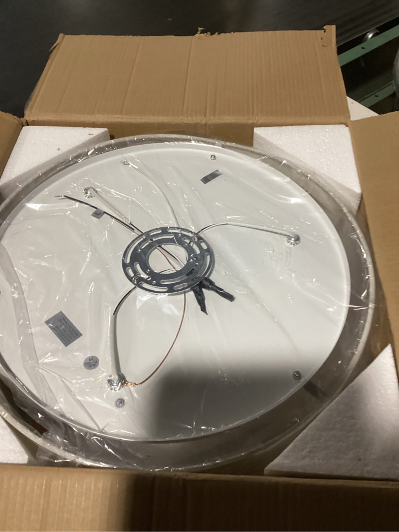 Condition photo showing New/Like New for 18'' Flush Mount Ceiling Light Modern Farmhouse Drum Ceiling Light Fixture with Linen Fabric Shade 3-Light Drum Ceiling Lighting Round Semi Flush Lighting for Bedroom Hallway Living Room