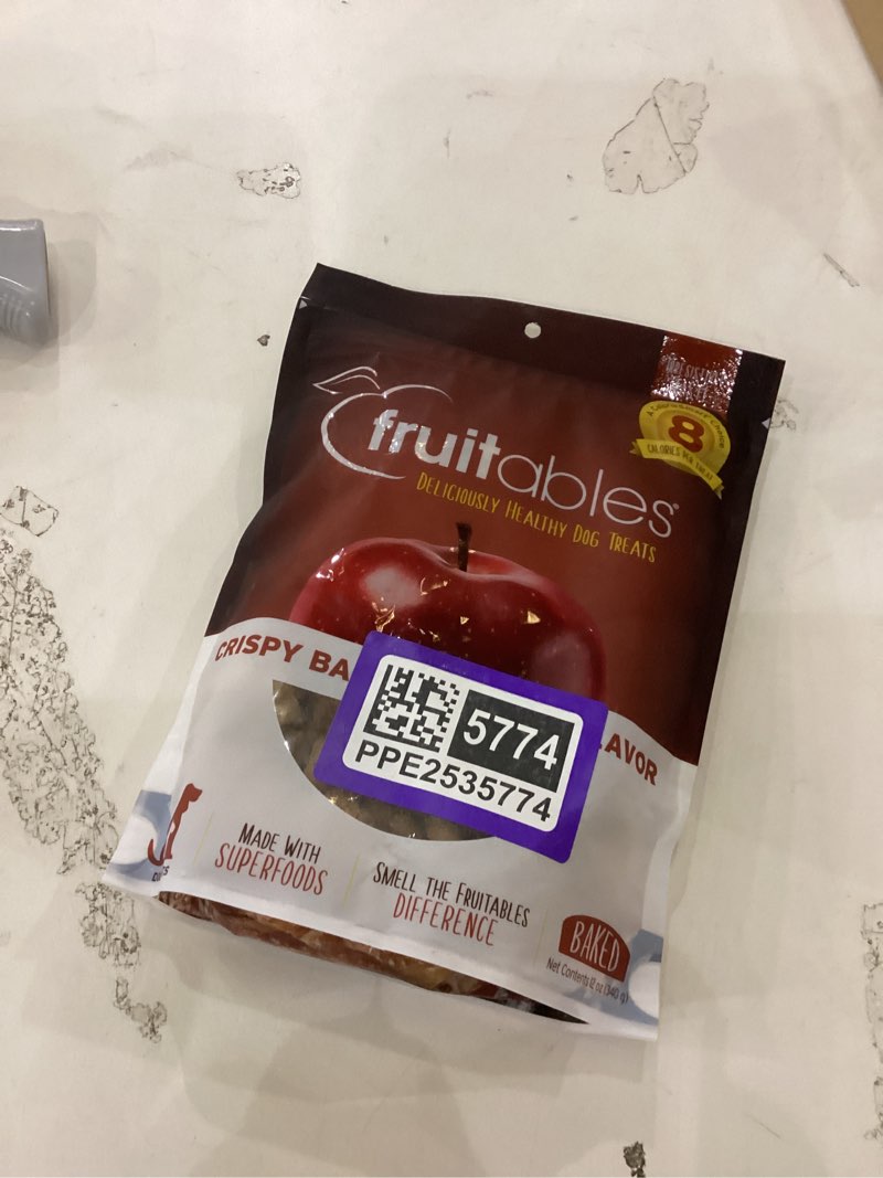 Condition photo showing New/Like New for Fruitables Baked Dog Treats, Healthy Pumpkin Treat for Dogs, Low Calorie & Delicious, Free of Wheat, Corn and Soy, Made in the USA, Apple and Crispy Bacon Flavor, 12oz 12 Ounce (Pack of 1) Apple and Crispy Bacon