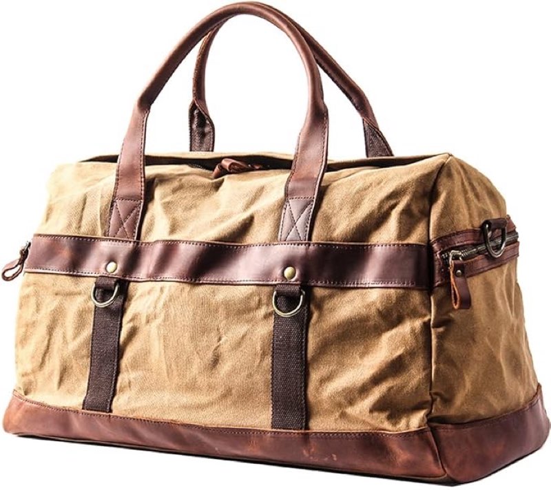 Similar to Waterproof Waxed Canvas Leather Men Travel Bag Hand Luggage Bag Carry on Large Tote Vintage Men Duffle