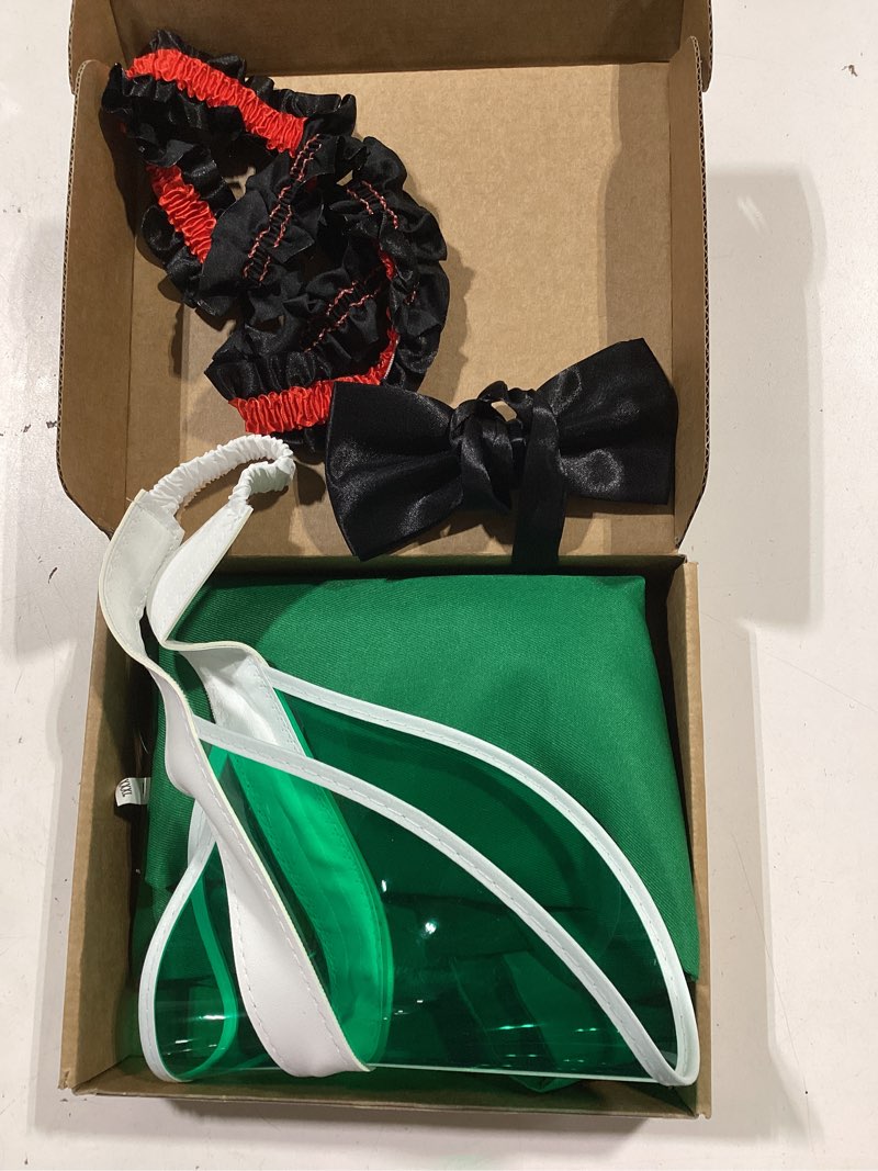 Condition photo showing Good Condition for eurzom 5 pcs casino dealer vest costume set includes poker visor, bow tie, vest, armband, poker card tie for las vegas game night green