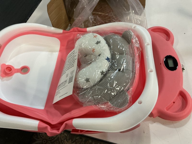 Condition photo showing New/Like New for tpn collapsible baby bathtub, baby bath tub with soft cushion & real-time thermometer, baby bathtub infant to toddler tub (0-36 months), portable newborn travel bath tub