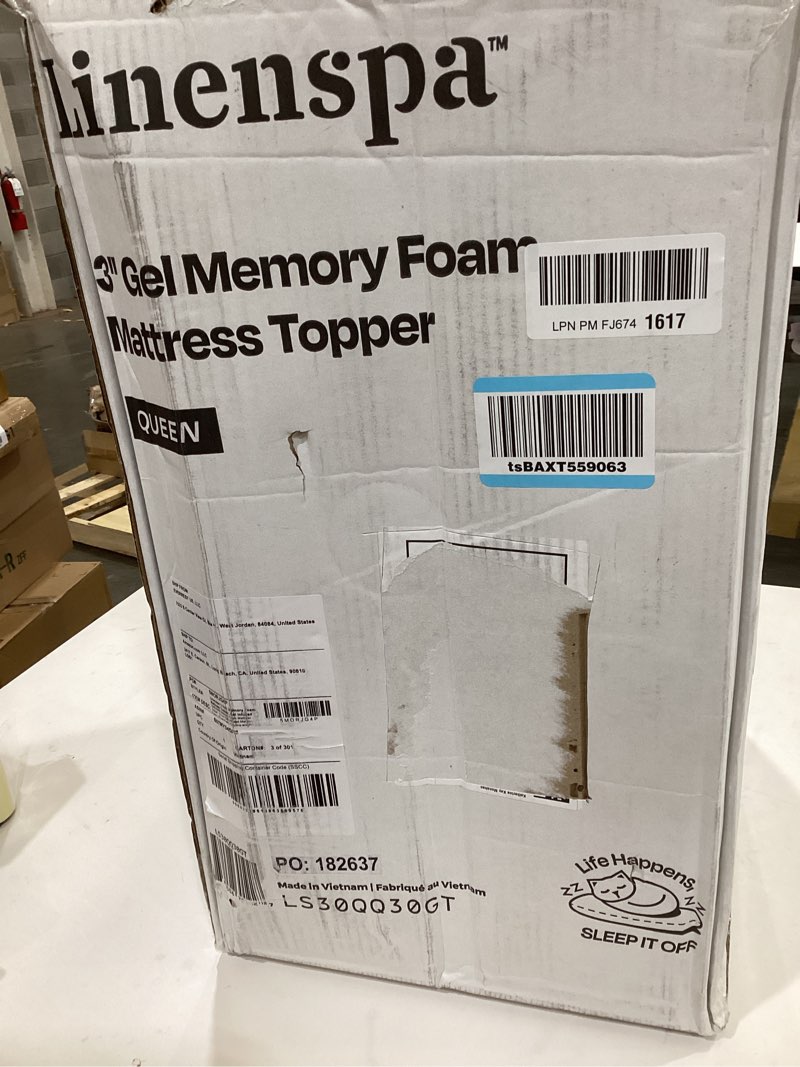 Condition photo showing Good Condition for LINENSPA Memory Foam Mattress Topper - 3 Inch Gel Infused Memory Foam - Plush Feel - Cooling and Pressure Relieving - CertiPUR Certified - Dorm Room Essentials - Queen Size