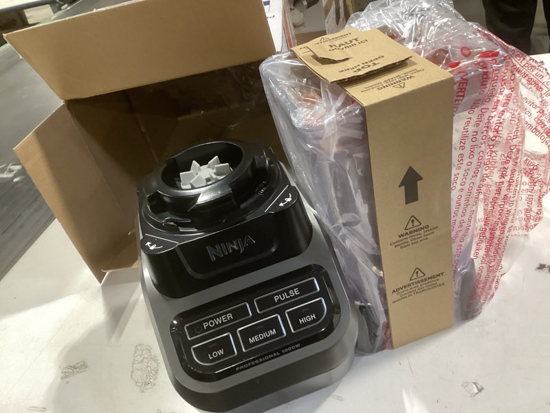 Condition photo showing As Is for Ninja BL610 Professional 72 Oz Countertop 1000-Watt Base and Total Crushing Technology for-Smoothies, Ice and Frozen Fruit, Black, Blender + Pitcher