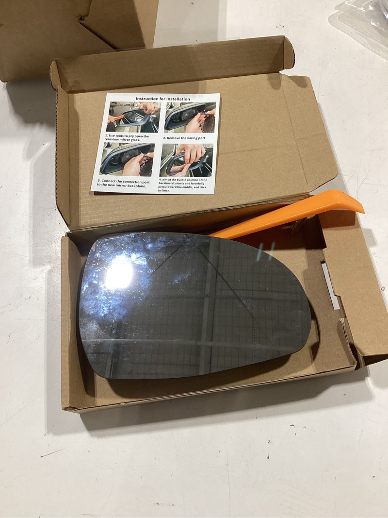 Condition photo showing Good Condition for passenger side mirror replacement for mercedes benz w206 c260 c300 c43, w223 s class, x254 glb, v295 eqe, v297 eqs - right side mirror glass, rear view power heated & blind spot mirrors glass passenger side (right)