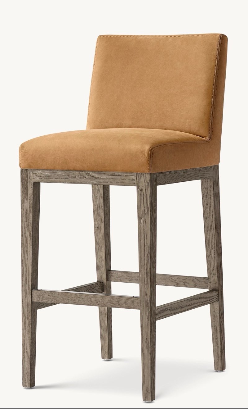 MORGAN ARMLESS LEATHER BAR & COUNTER STOOL