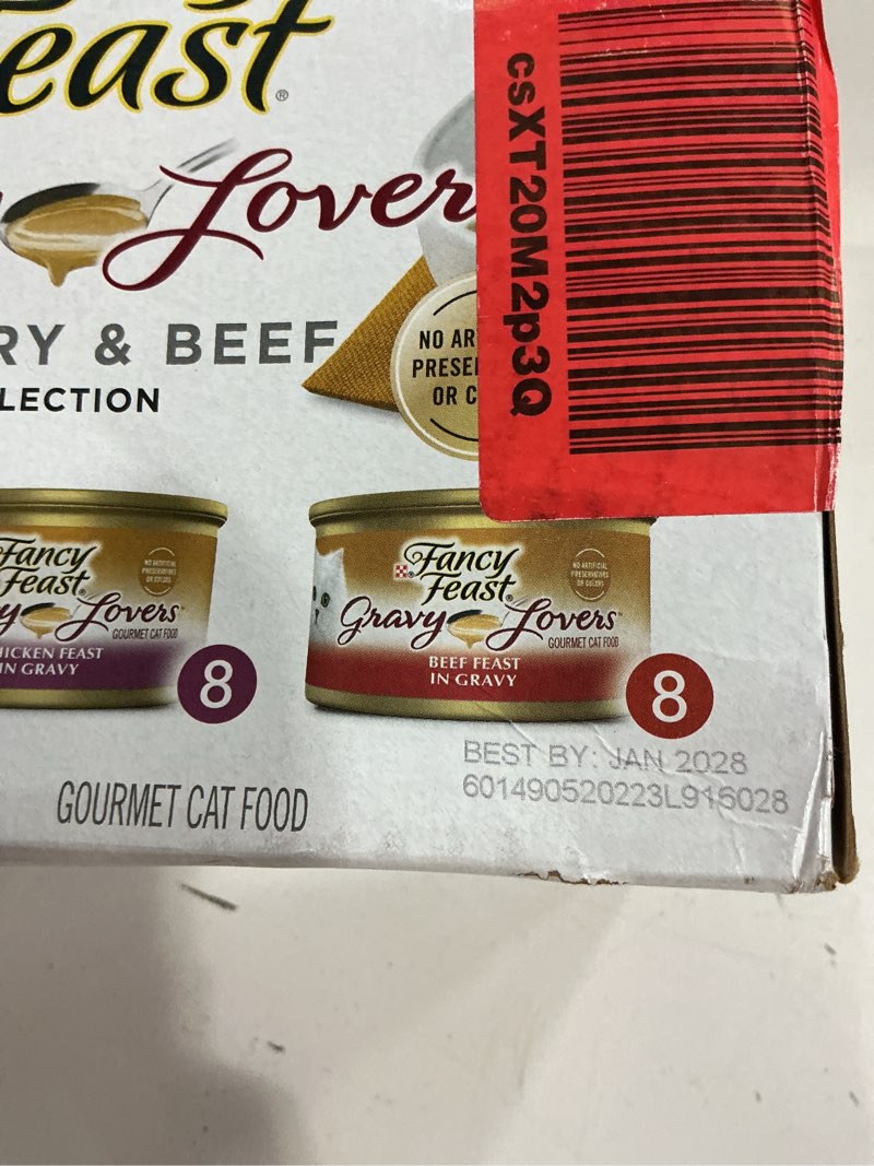 Condition photo showing New/Like New for purina fancy feast gravy lovers poultry and beef gourmet wet cat food variety pack - (pack of 24) 3 oz. cans ( bb jan 2028)