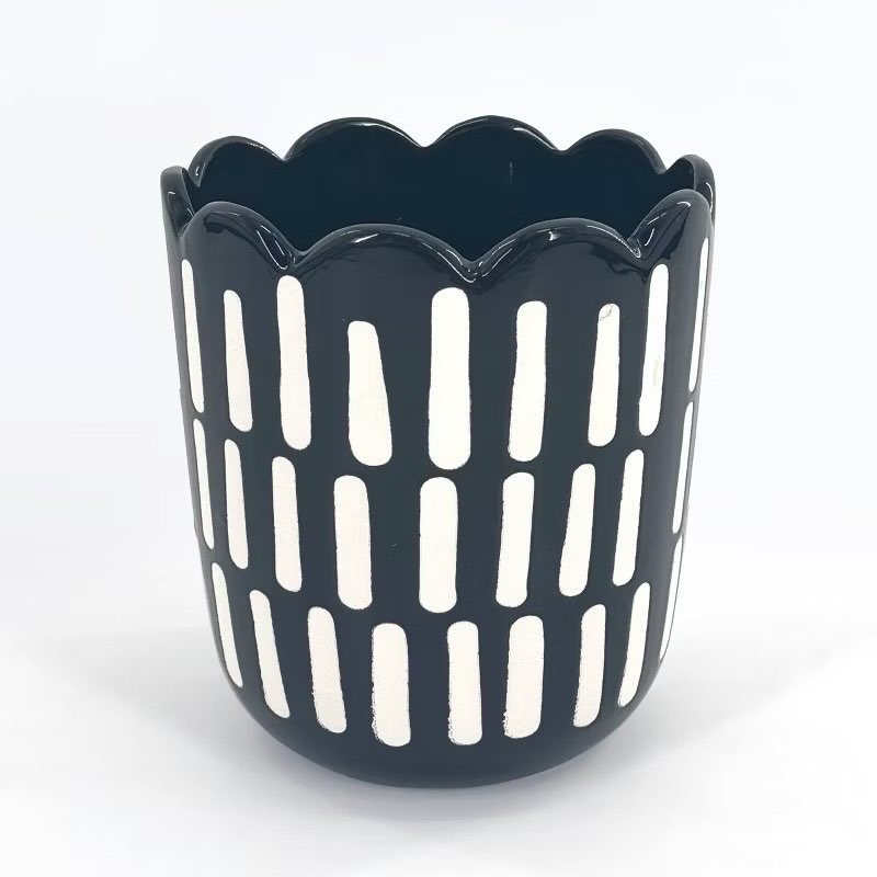 Case Pack Of 6)Ceramic Planter Black,Blue,Green ( Different Shades)