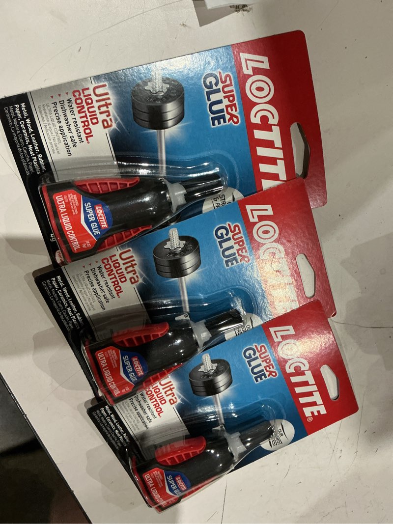 Condition photo showing New/Like New for loctite super glue ultra liquid control, clear, 0.14 fl oz bottle, 3 pack - superglue for plastic, wood, metal, crafts & repair, cyanoacrylate adhesive instant glue, quick dry