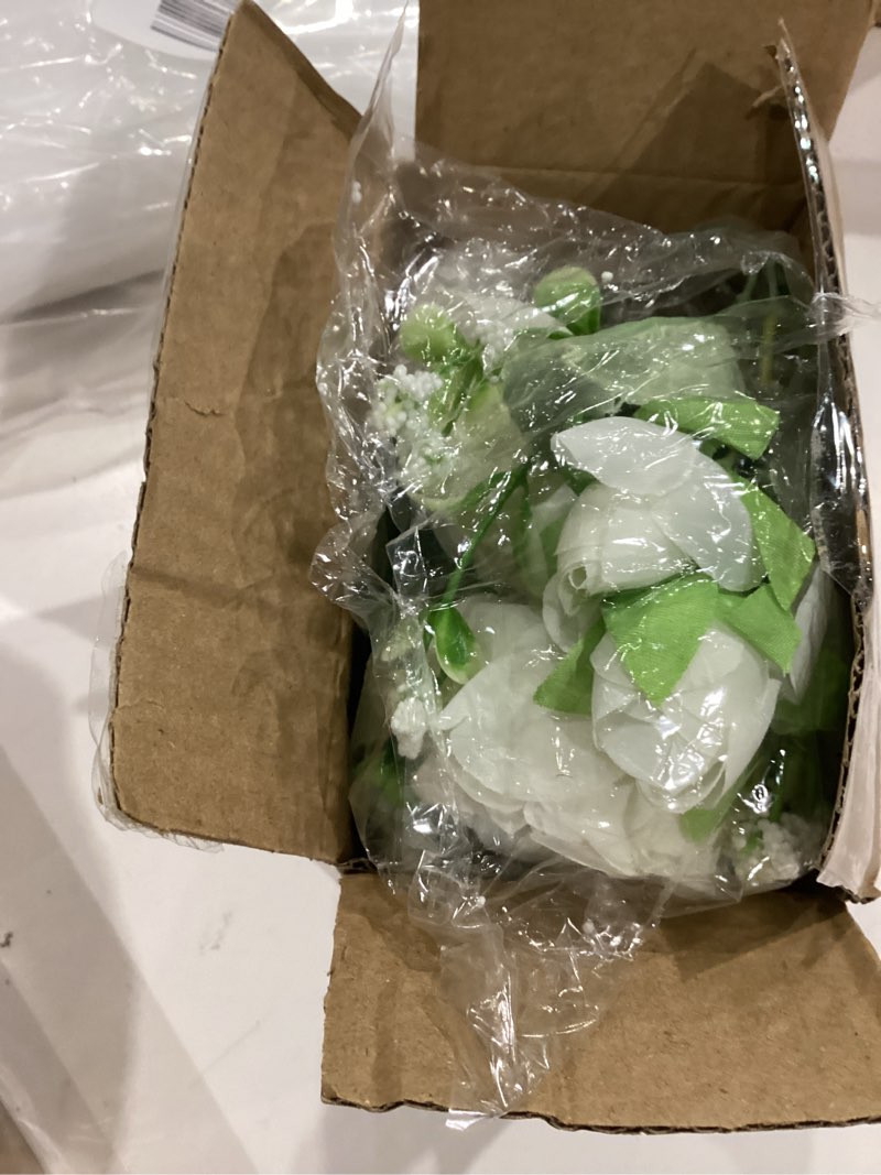 Condition photo showing Good Condition for mkono peonies artificial flowers, small silk flowers for home decor indoor fake bouquet faux floral arrangements dining table centerpieces for kitchen party decor white