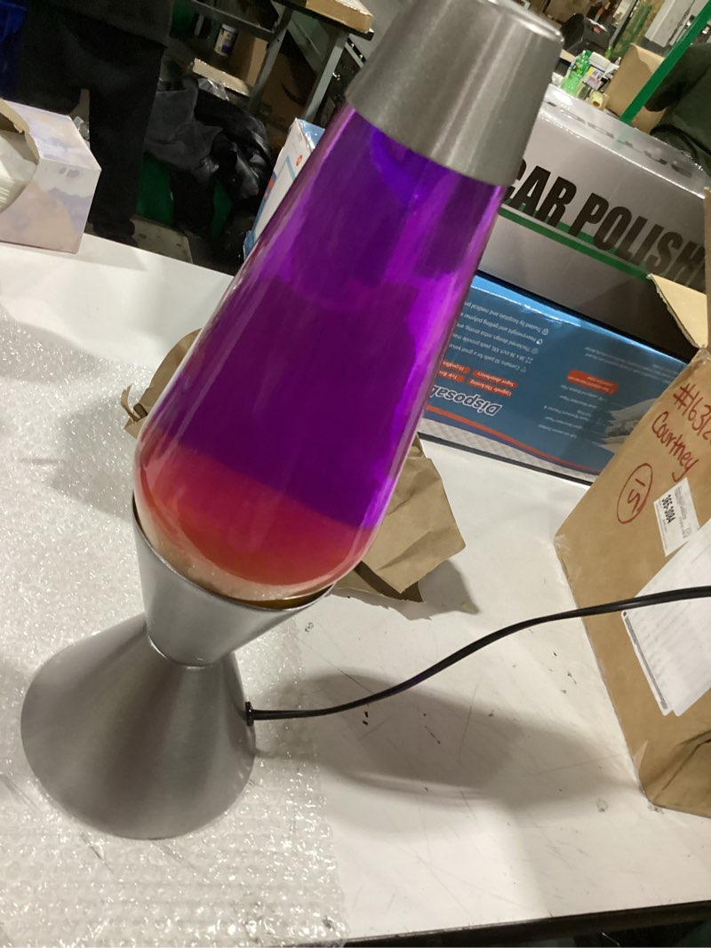 Condition photo showing As Is for lava® lamp - 14.5" purple sunset - the original motion light - yellow wax and purple liquid - item #2635 (amazon exclusive) purple 14.5 inches