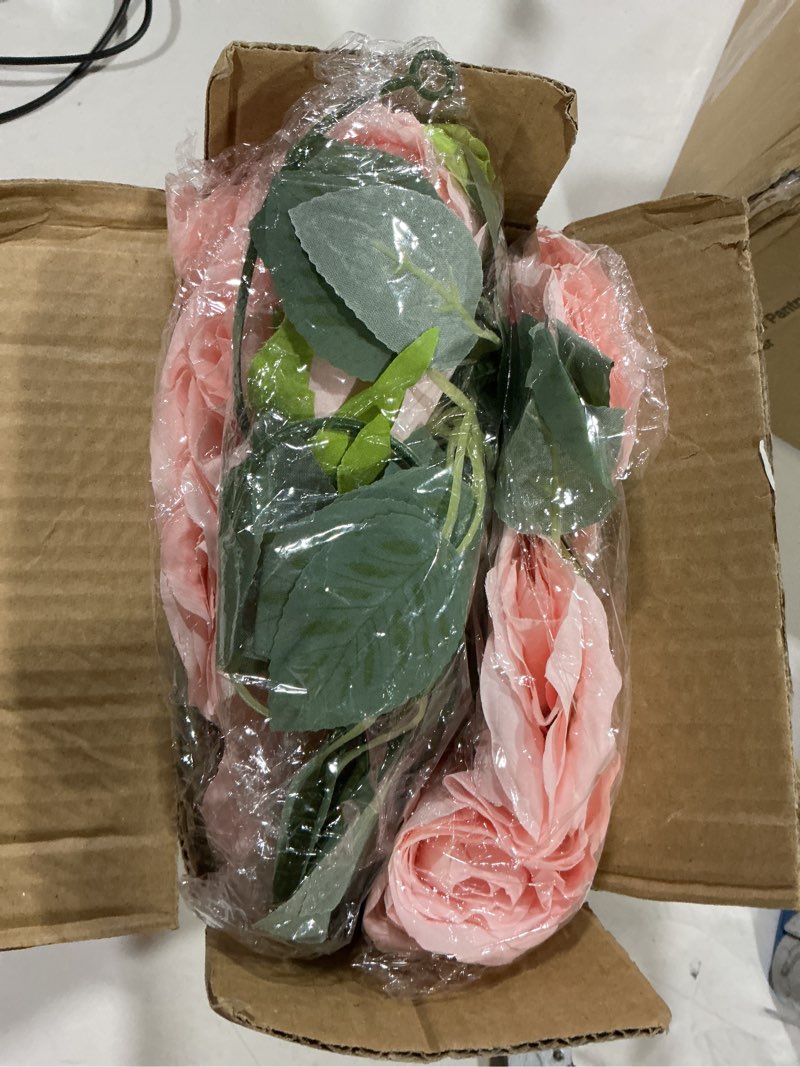 Condition photo showing Good Condition for teldrassil 4pcs(26 ft) artificial rose vine fake flower garland fake silk rose hanging vine for wedding party background arch garden background decoration (blue)