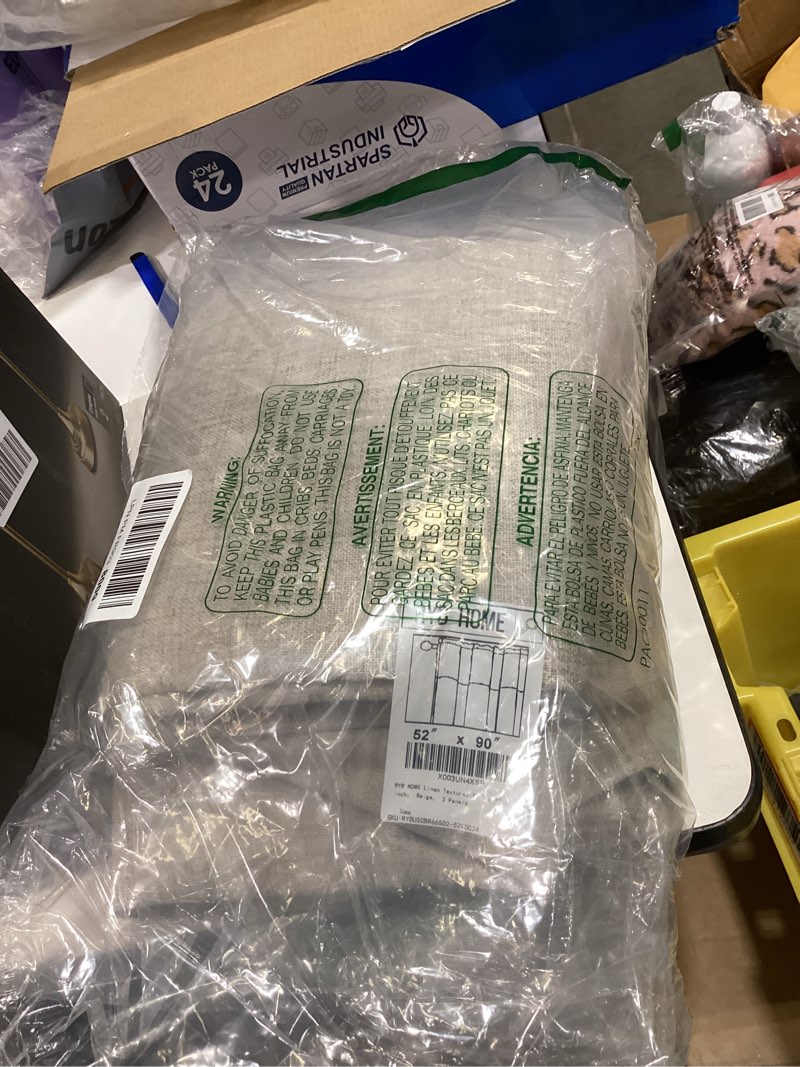 Condition photo showing New/Like New for RYB HOME Linen Textured 100% Blackout Curtains for Bedroom, Insulating Energy Saving Window Curtains for Living Room Dining Patio Sliding Glass Door, Wide 52 x Long 90 inch, Beige, 2 Panels 52"W x 90"L (Pack of 2) Natural Beige