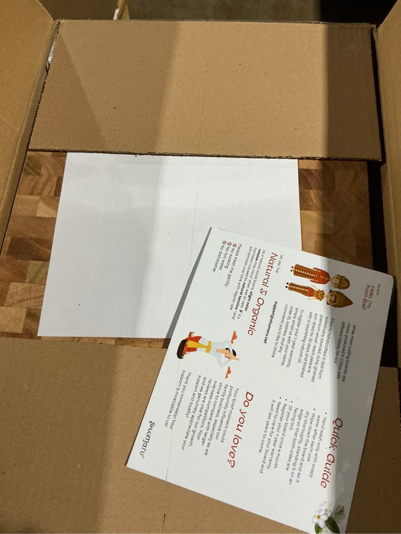 Condition photo showing Good Condition for SHUMARU Mahogany End-Grain Wood Cutting Board – 20×13×1.6? Butcher Block | Handmade in Bali – Silky-Smooth, Knife?Friendly, Ergonomic Grips & Non?Slip Feet Mahogany | End-Grain 20 20"L x 13"W