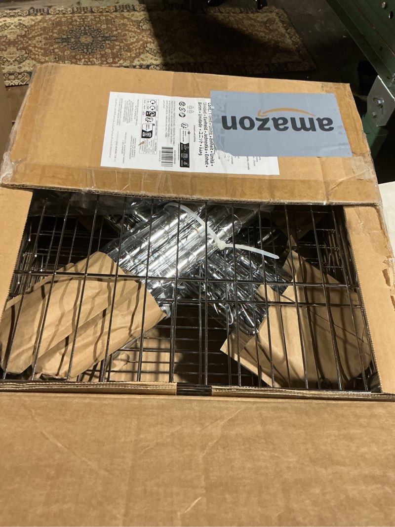 Condition photo showing Good Condition for Amazon Basics 5-Shelf Storage Shelving Unit, Chrome, 16 D x 16 W x 54 H in | Tower, Adjustable 5-Shelf Tower Chrome