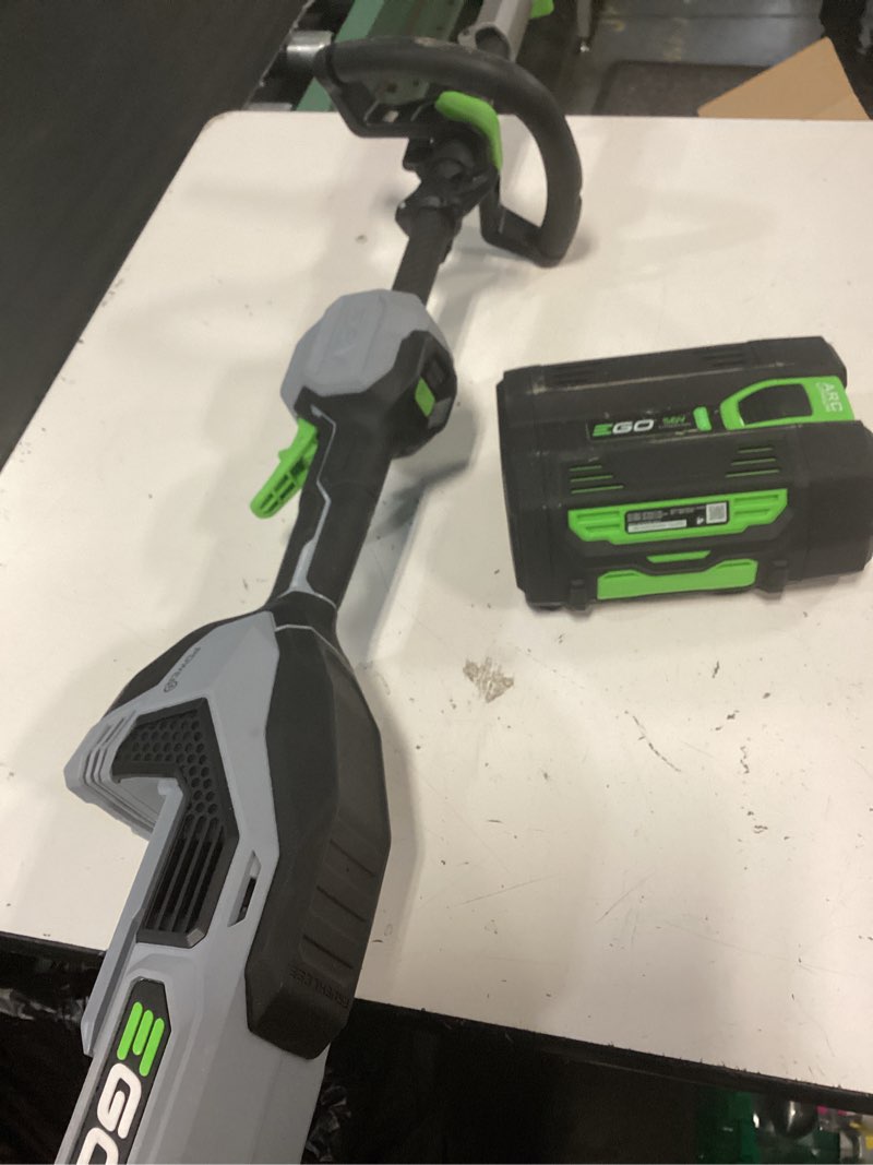 Condition photo showing As Is for ego power+ multi-head system with line iq, powerload 56-volt 17-in straight shaft attachment capable battery string trimmer edger conversion capable 5 ah