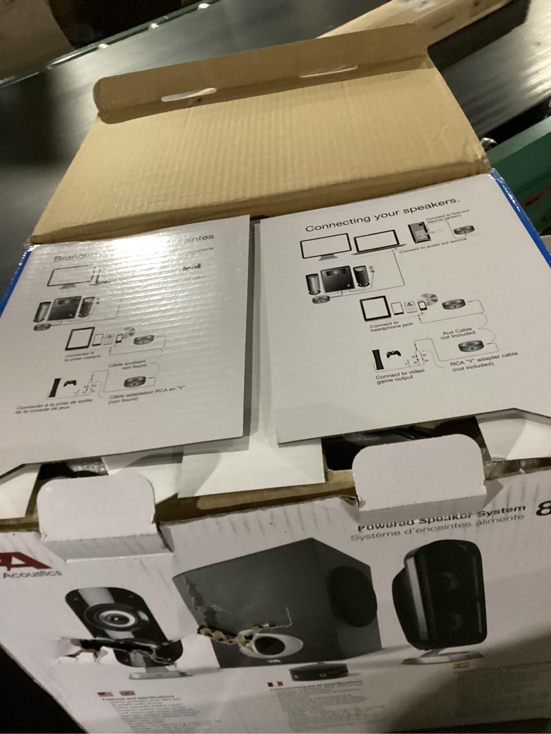 Condition photo showing New/Like New for Cyber Acoustics CA-3810 2.1 Multimedia Speaker System with Subwoofer, 80 Watts Peak Power, Strong Bass, Perfect for Music, Movies, and Games 2.1 80W