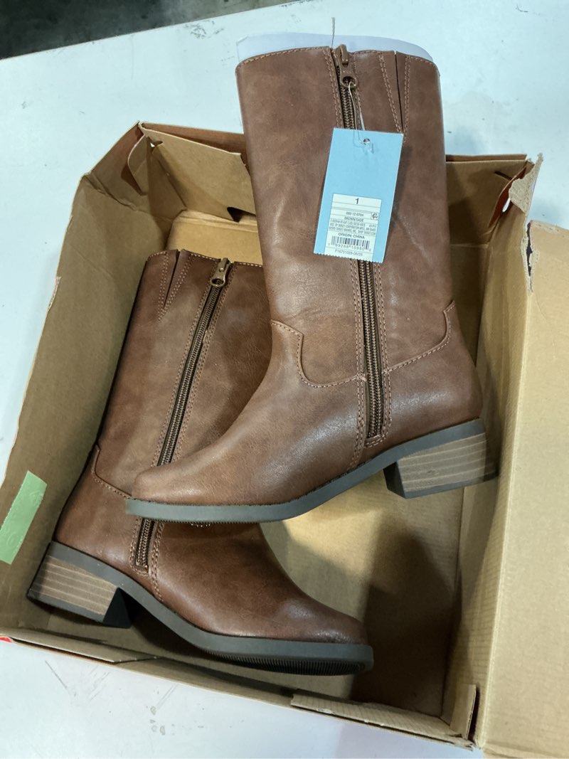 Condition photo showing New/Like New for girls' sade stove pipe boots - cat & jack™ brown 1