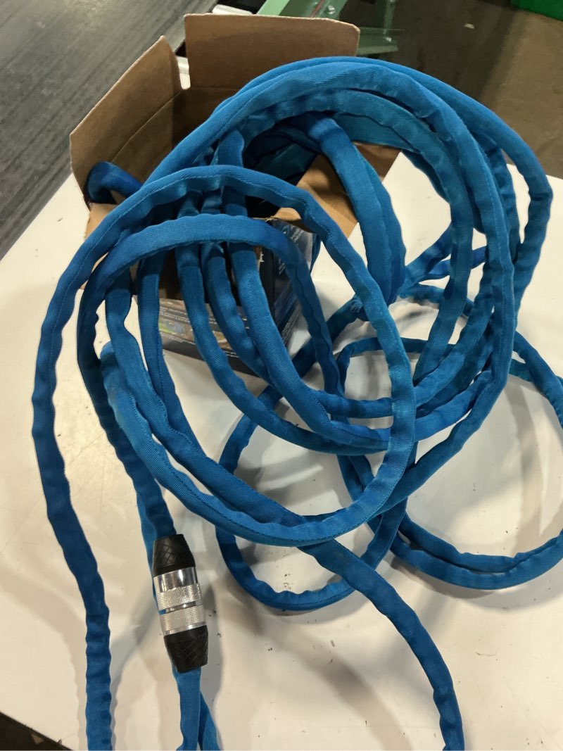 Condition photo showing As Is for project source project source lightweight 1/2-in x 30-ft premium -duty kink free woven blue coiled hose