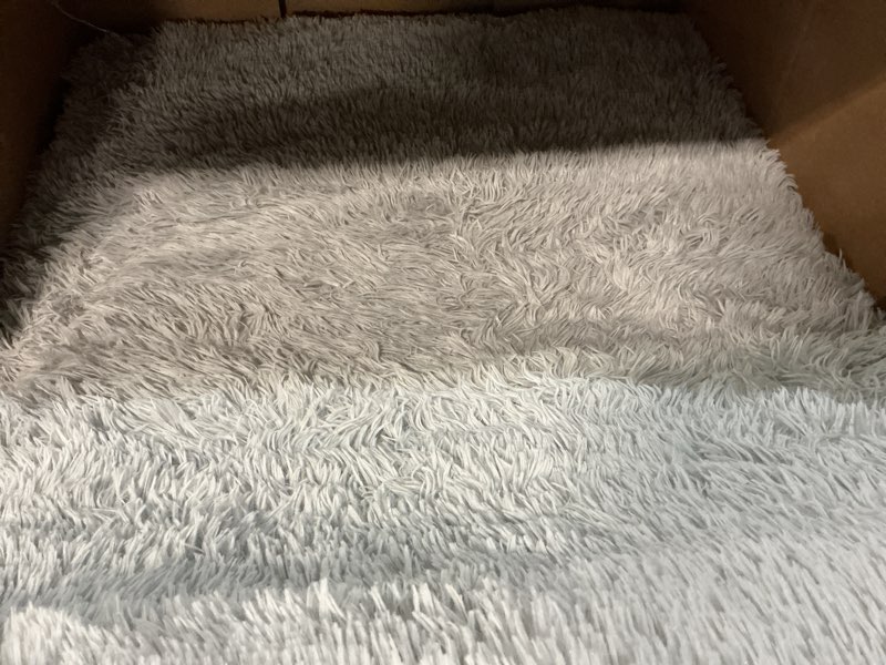 Condition photo showing As Is for orthopedic memory foam dog bed 7" inch thick extra large dog bed with pillow fluffy grey 50"x34"x10" includes waterproof liner & durable removable cover with smart design grey - fluffy xl - 50"x34"x10"