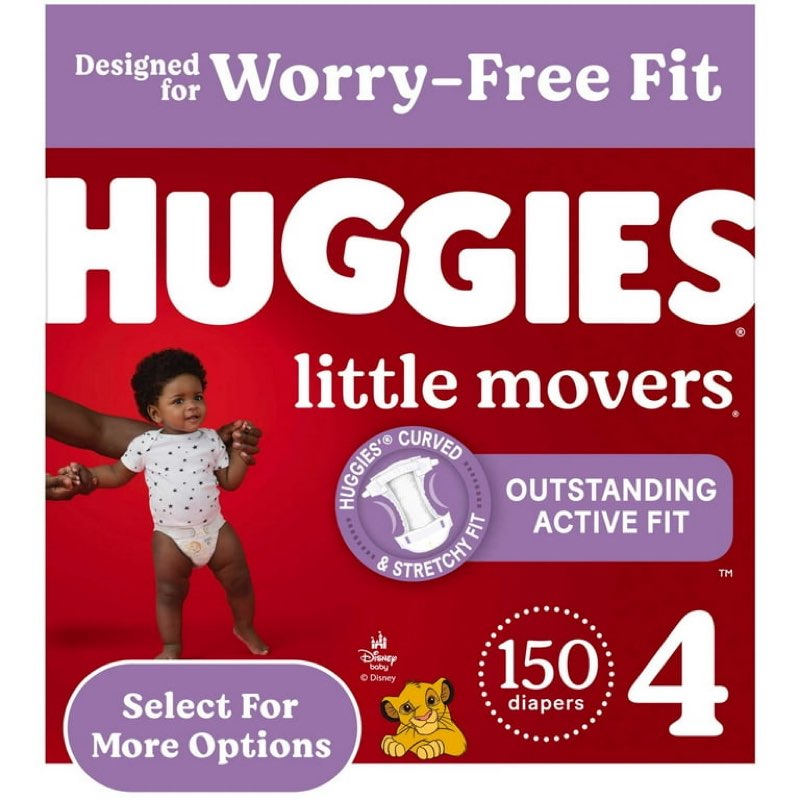 huggies little movers baby diapers, size 4 (22-37 lbs)