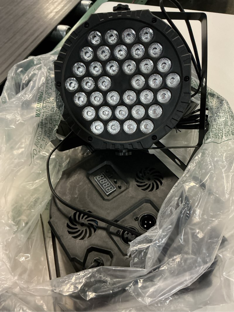Condition photo showing As Is for stage lights 36 led par lights rgb stage lighting uplights 7 modes dj light sound activation control with remote control stage light for disco wedding party event club bar christmas (4 pack)