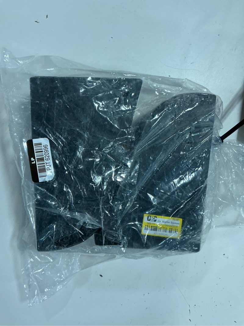 Condition photo showing As Is for 2pc marble bookends black - threshold™: elegant support for tabletop & shelf organization