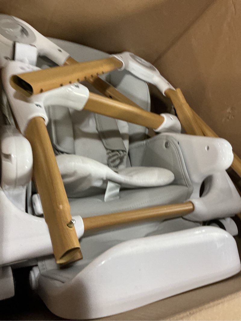 Condition photo showing As Is for Mallify Convertible High Chairs for Babies and Toddlers, Height Adjustable Baby High Chair, High Chair with Removable Tray, Adjustable Backrest, Portable Baby Dinning Chair with Lockable Wheels Light Gray