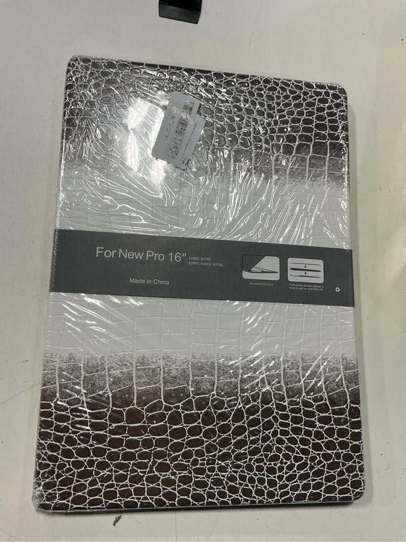Condition photo showing Good Condition for compatible for macbook pro 16 inch case 2026 m5, 2021-2025 m4 m3 m2 m1 pro/max chip a3429 a3428 a3403 a3186 a2991 a2780 a2485, crocodile skin pu leather hardshell & keyboard cover, brown white # brown white crocodile