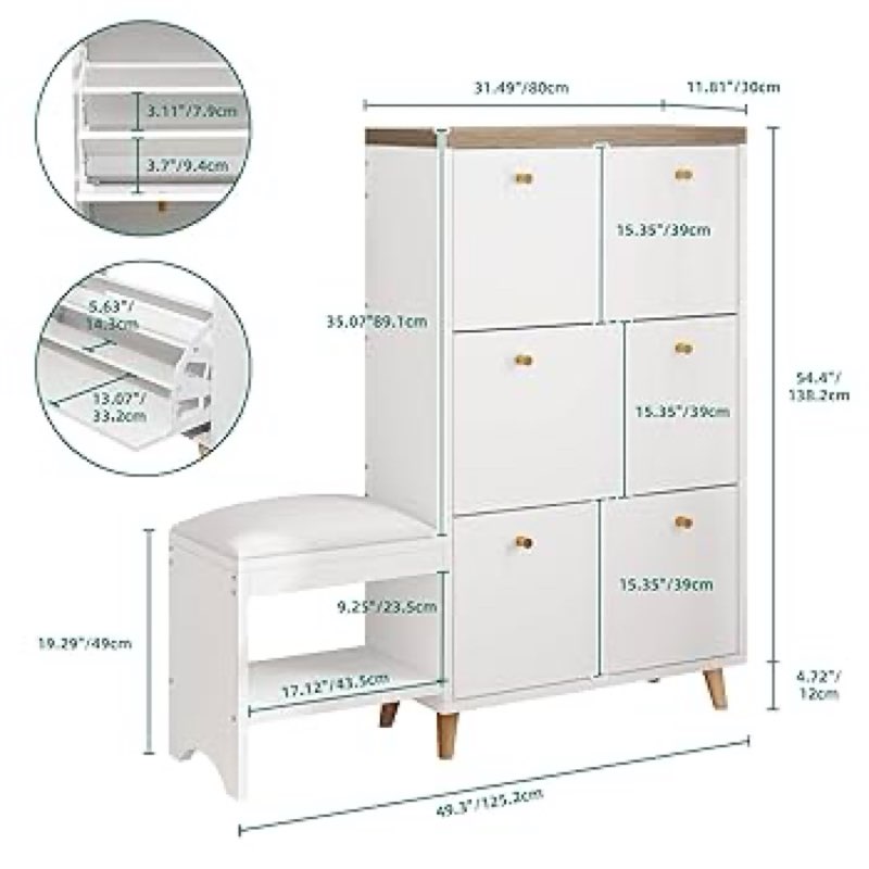 YITAHOME Shoe Cabinet with 3 Flip Drawers, Modern