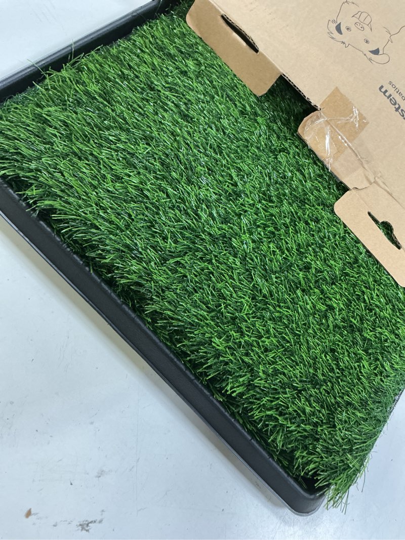 Condition photo showing Good Condition for loobani dog grass pad with tray - dog litter box - indoor potty for apartment and patio training - with 2 packs grass pee pads for replacement, 16×20 inch tray potty 16*20inch