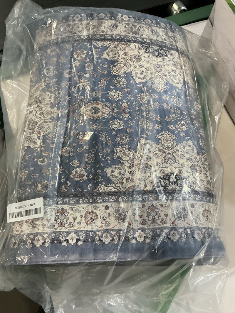 Condition photo showing Good Condition for collive boho kitchen mat, cushioned anti fatigue kitchen rug set 2 piece non-skid waterproof kitchen mats for floor, comfort heavy duty standing mat for kitchen, laundry, office, desk blue 17.3"x47"+17.3"x29"--0.47 inches