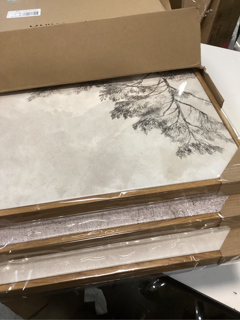 Condition photo showing New/Like New for UPWOIGH Large Framed Canvas Wall Art, Set of 3 Italy Florence Travel Decor, 16x24in minimalist Natural Cotton Posters with Architecture, Tuscany Countryside, Farmhouse Aesthetic for Living Room,Office Brown Architecture 24"L x 16"W