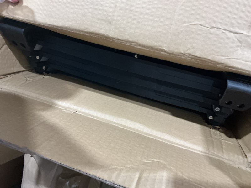 Condition photo showing As Is for dog ramp for car 63" l x 17", telescoping portable pet ramps 440lbs capacity with non-slip surface for small medium dogs to get in car outdoor