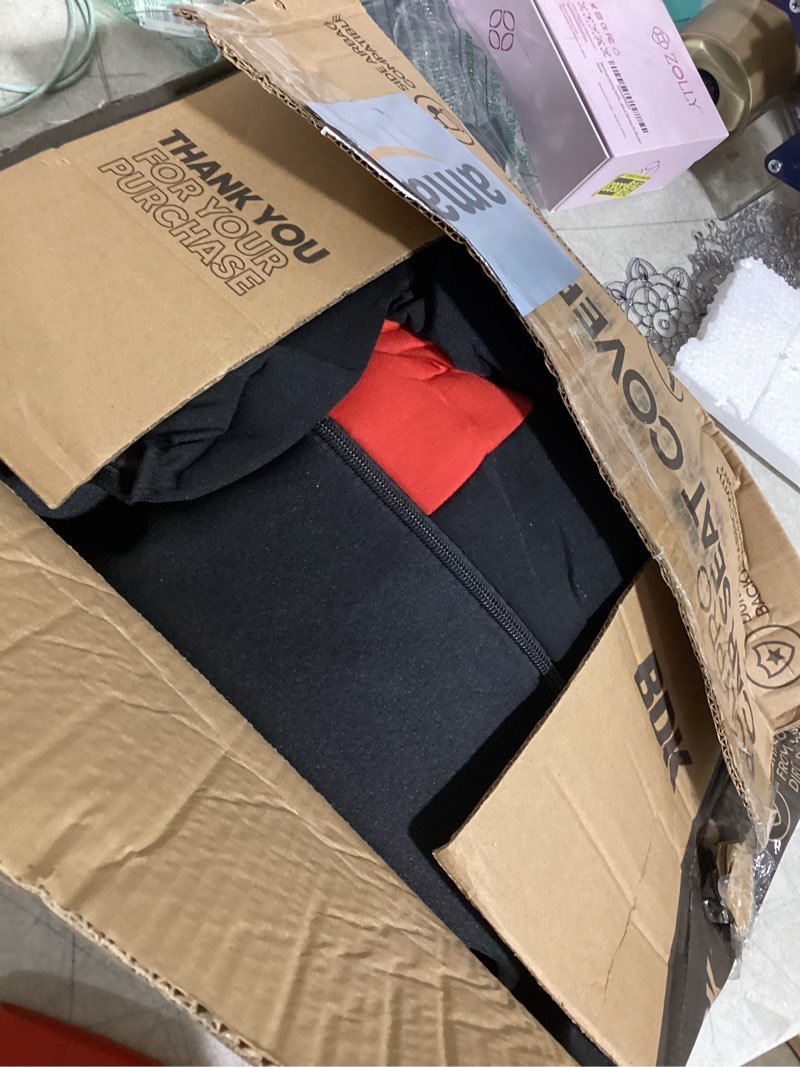 Condition photo showing Good Condition for bdk polypro car seat covers full set in red on black – front and rear split bench seat covers, easy to install, accessories for auto trucks van suv