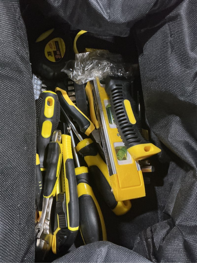 Condition photo showing Good Condition for 142 PCS Tool Set, Home Repairing Tool Kit with 13-Inch Wide Mouth Open Storage Tool Bag, Portable Home Tool Kit Including Hammer, Screwdriver, and Household Tools