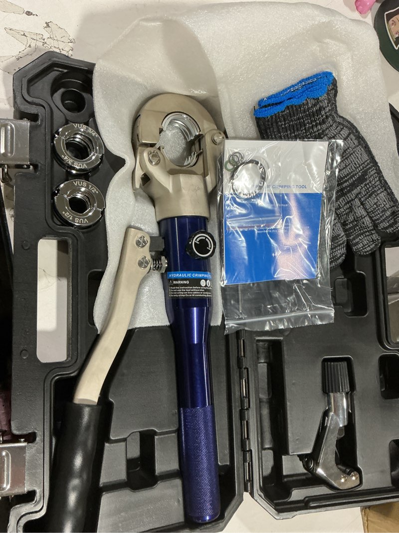 Condition photo showing Good Condition for Hydraulic Pro Press Tool with dies of 1/2, 3/4, 1"- Compatible with Viega, Pro-Press Fittings (GC-1_JK)
