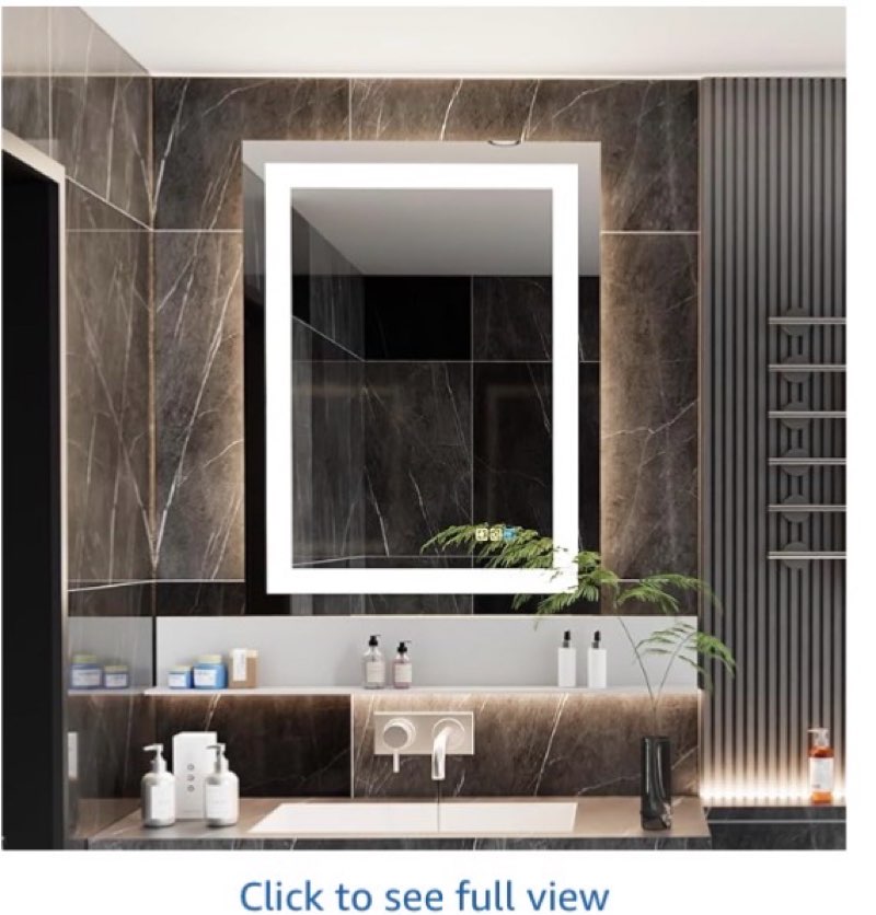 28x24 Inch LED Bathroom Mirror with Lights, 3 Colors Dimmable LED Vanity Mirror, Front and Back Lit,