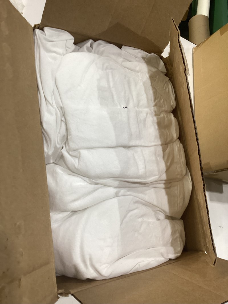 Condition photo showing As Is for texas linen co. 100% organic cotton percale sheets king size - 4 pc white organic sheets king set, soft, crisp & cooling, fully elasticized 16" deep pocket hotel bedsheet set - gots certified king white