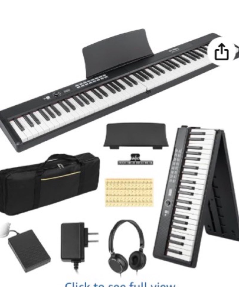 strich 88 key digital piano foldable full size electric keyboard with semi-weighted sensitive keys, 