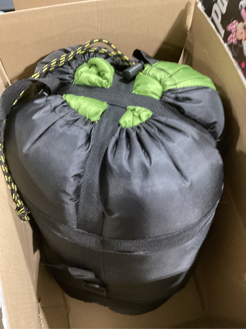 Condition photo showing Good Condition for Teton LEEF Lightweight Mummy Sleeping Bag for Camping, Hiking, Backpacking; Cold Weather Option, Compression Sack Included 0F Regular Moss/Sky