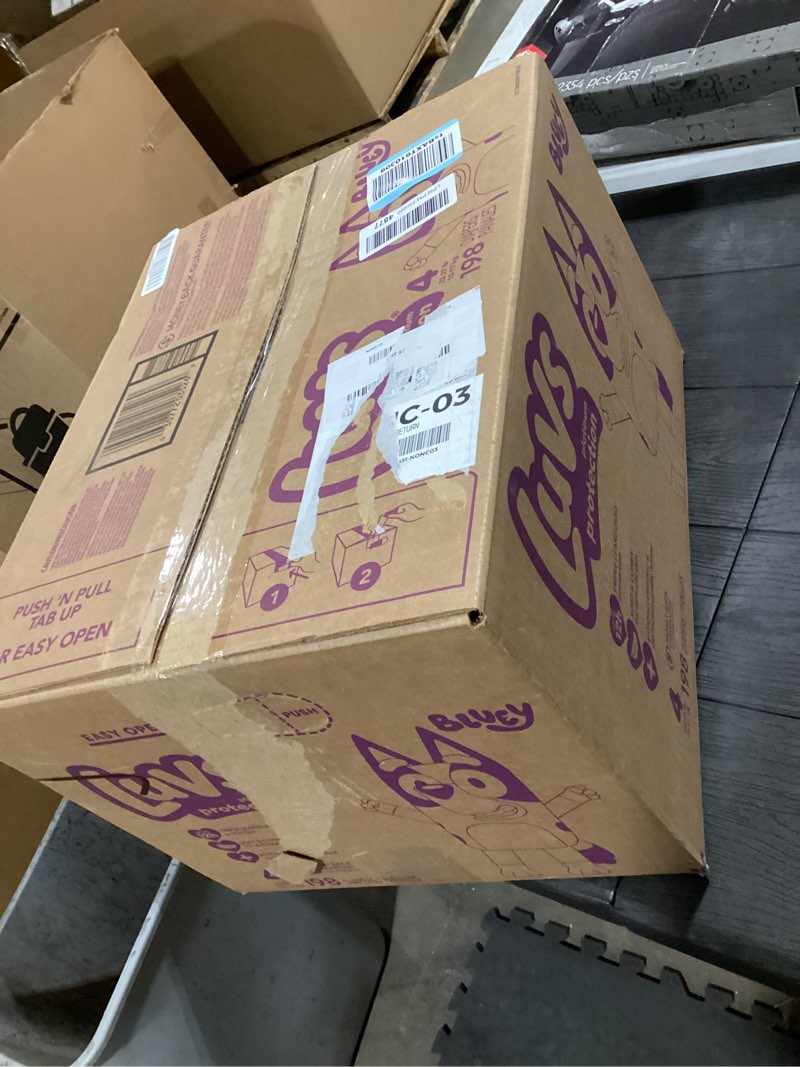 Condition photo showing New/Like New for Luvs Size 4 Baby Diapers, Platinum Protection Bluey Diapers for Day & Night, Size 4, 198 Count (Packaging May Vary) Size 4 198