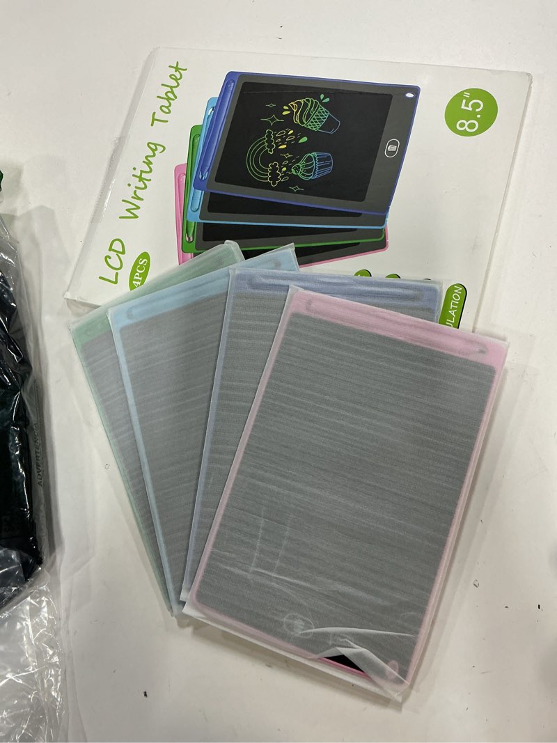 Condition photo showing New/Like New for 4-Pack LCD Writing Tablet for Kids 8.5 Inch, Colorful Doodle Board Drawing Pad Set, Erasable Electronic Educational Toys for Girls Boys Ages 3-8, Travel-Friendly with Lock Function & Stylus Pens