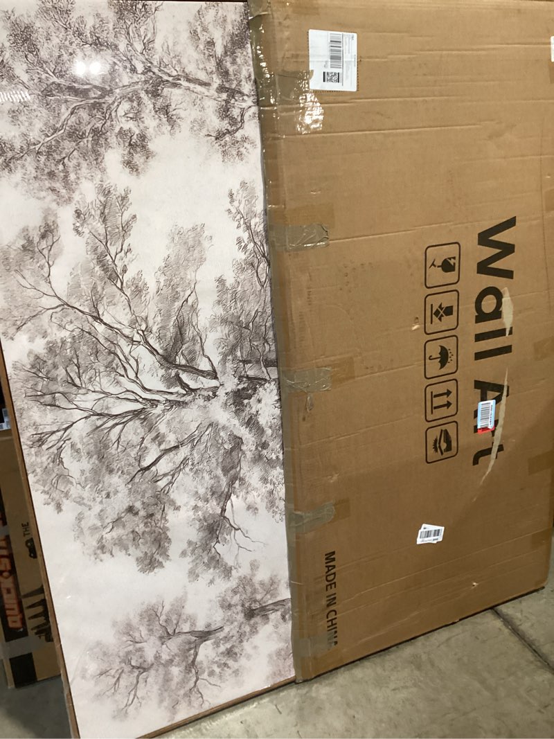 Condition photo showing New/Like New for framed vintage landscape canvas wall art for living room, extra large horizontal rustic tree botanical picture prints paintings, neutral wabi sabi artwork decor for bedroom entryway 60x30 inch