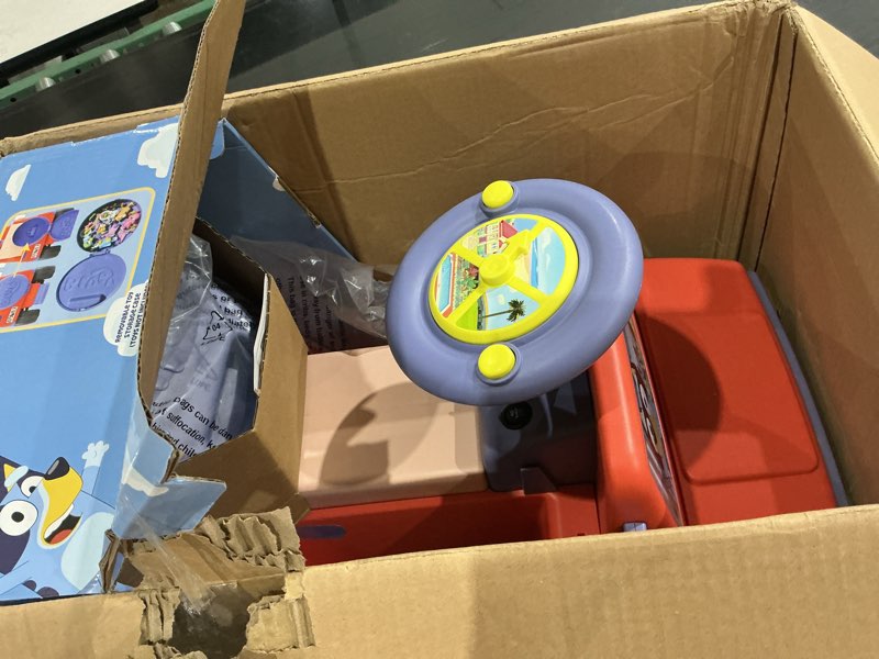 Condition photo showing New/Like New for bluey 6v ride on car for toddlers - interactive electric car for kids with sound effects & music, riding toy for boys & girls, includes 6v rechargeable battery & charger