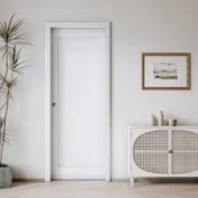 Sliding Pocket Door White Standard Door with Hardware Kit Set