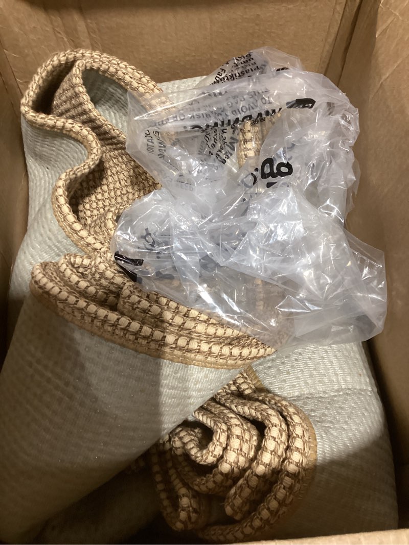 Condition photo showing As Is for KOZYFLY Extra Long Runners for Hallways 2.6x14 ft Washable Kitchen Runner Non Slip Rubber Backed Hallway Rug Cotton Entryway Runner Rug Floor Carpet for Indoor Hall, Kitchen, Stair, Tan/Orange/Brown 2'8" x 14' (Runner) Tan/Orange/Brown