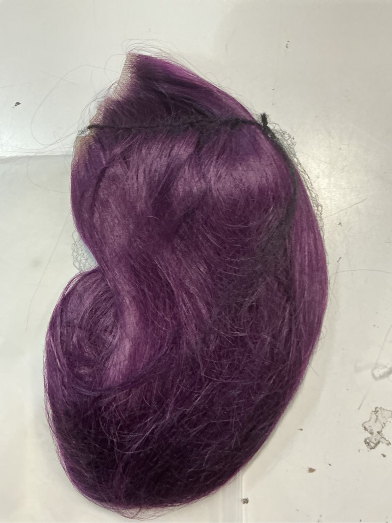 Condition photo showing As Is for purple synthetic lace front wig for woman wear and go glueless wig pre plucked hd transparent lace wig