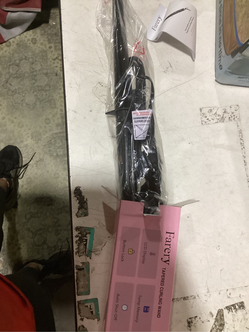 Condition photo showing Good Condition for farery tapered curling wand for long hair, 3/4-1 1/4" conical curling wand with 7.3" extra long barrel, tourmaline ceramic curling iron for beach waves & defined curls, dual voltage, glove included