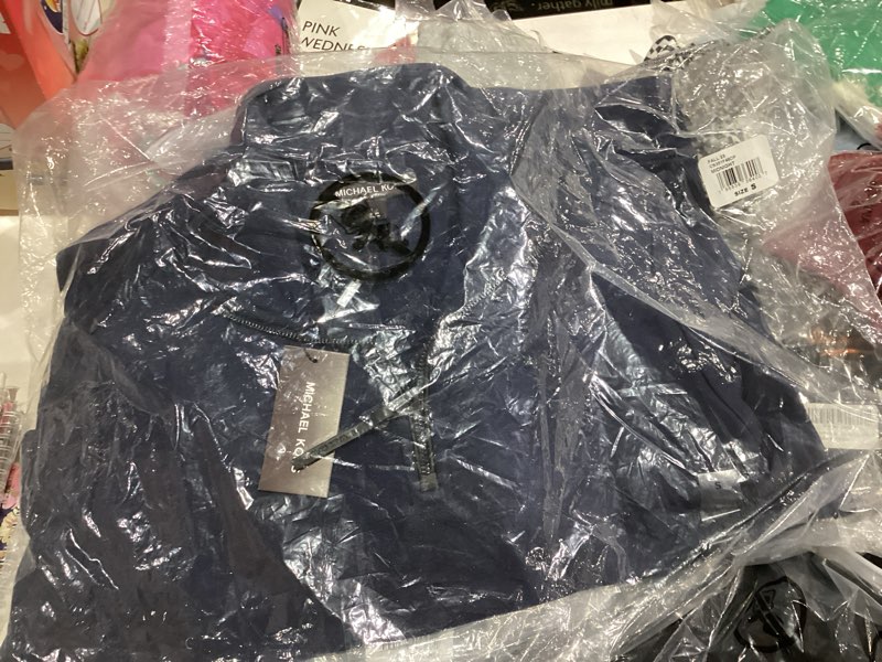 Condition photo showing item condition for Michael Kors mens Elevated Quarter Zip Sweater Small Midnight
