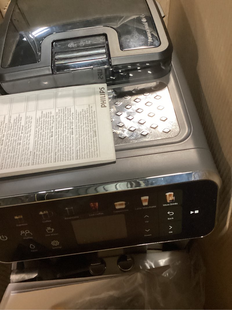 Condition photo showing Good Condition for Philips 4400 Series Fully Automatic Espresso Machine, LatteGo Milk System, Integrated Grinder, 12 Hot & Iced Coffee Pre-Sets, Quick Start, SilentBrew, 15-Bar Pressure, Black Chrome (EP4444/90)